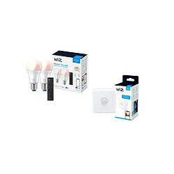 Ampoules connectées  E27  - RGB - Pack de 2 ampoules + Détecteur de mouvement WiZ