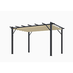 HABRITA Pergola Aluminium avec poteaux 100x100 mm 7 lambourdes avec toile d'ombrage