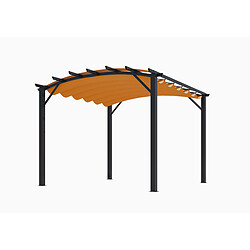 HABRITA Pergola arche structure mixte Aluminium/Acier gris anthracite Surf. 11,22 m2 et toit en toile polyester 140 gr/m2 rouille - Ref. PER 3433 GR