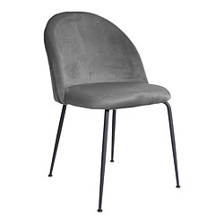 House Nordic Chaise en Velours Gris et Piétement Noir ARROW