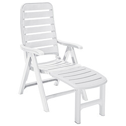 3S. x Home Chaise De Jardin Multipositions Avec Repose-Pieds Premiere Blanc