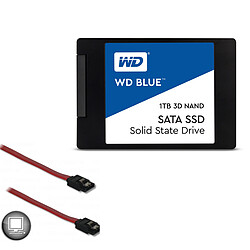 Western Digital WD BLUE 1 To 2.5'' SATA III (6 Gb/s) + Cable SATA mâle / SATA mâle, 0m45 Disque SSD  interne 2.5'' SATA III (6 Gb/s) 545 Mo/s WDS100T1B0A + Cable SATA mâle / SATA mâle, 0m45