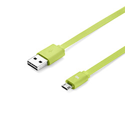 WE Câble Micro USB Plat 1m réversible - Connecteur Ultra Résistant - Charge Rapide pour Samsung Huawei Nexus Sony - Vert