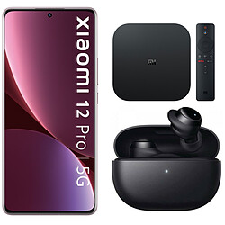 Xiaomi 12 PRO - 256 Go - Gris + Mi Box TV S - Passerelle multimédia 4K Android TV + Redmi Buds 3 Lite (Noir)