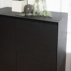 MACABANE Buffet noir 2 portes 3 étagères pieds métal noir MAXENDRE pas cher