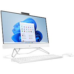 HP All-in-One 24-cb0047nf - Blanc  PC Fixe All-in-One LCD - AMD Radeon - AMD Ryzen 5 5500U - RAM 8 Go DDR4 3200Mhz - SSD 512 Go - Windows 11