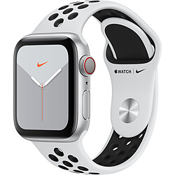 Apple Watch 5 Nike - 44 - Cellular - Alu argent / Bracelet Sport Platine pur/Noir Montre Connectée Apple Watch Series 5 Nike - Boitier en aluminium argent - GPS + Cellular - watchOS 6 - Écran OLED Always-on - Stockage 32Go - Puce S5 - MX3E2NF/A