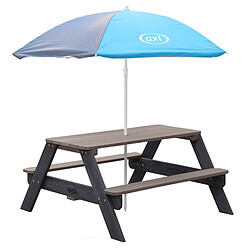 Axi Nick Table Picnic Anthracite/gris - avec Parasol bleu/gris Nick Table Picnic avec Parasol - A031.003.05