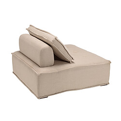 Acheter MACABANE Chauffeuse capitonnée beige 100x100cm avec dossier et coussin AGATHE