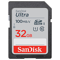 SanDisk Ultra 32GB SDHC Carte mémoire - 32 Go - 100 mo/s - SDSDUNR-032G-GN3IN