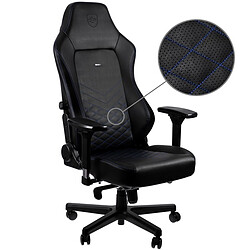 Noblechairs HERO - Noir/Bleu Chaise gamer revêtement cuir vegan - dossier inclinable 135° - accoudoirs 4D - 150 kg max - pied aluminium 5 branches