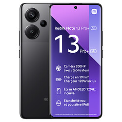 Xiaomi Redmi Note 13 Pro Plus - 5G - 12/512 Go - Noir Smartphone 6,7" - écran AMOLED ultra-fluide - 120 Hz -12/512 Go  - 5G - Appareil photo 200MP + Charge rapide à 100% avec chargeur HyperCharge 120W + coque incluse