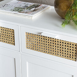 Avis Buffet blanc 2 portes 2 tiroirs cannage naturel SANDRO