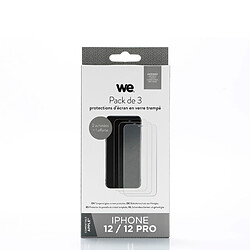 WE PACK 3 verres trempés IPHONE 12 / 12 PRO : 3 Protections d'écran - anti-rayures - anti-bulles d'air - ultra-résistant - dureté 9H Glass