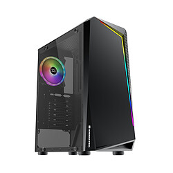 XIGMATEK Vortex (RGB) Noir - Boitier sans alimentation - Moyen tour - Format ATX Boitier PC Moyen tour - Pour carte mère ATX/Micro ATX/Mini-ITX - inclus 1x120mm RGB - USB3.0-2.0/HD Audio - 1 x Verre trempé (gauche) - LED RGB (façade) - Couleur Noir