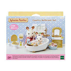 Sylvanian Families Set salle de bain - 5286 Comprend 1 baignoire, lavabo avec miroir, WC avec abattant et pleins d'autres accessoires pour la salle de bain