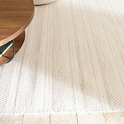 MACABANE Tapis rectangulaire 160x230cm laine texturée nuances de beige SACHA pas cher