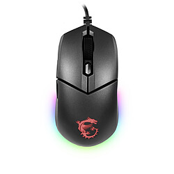 MSI Clutch GM11 - RGB Souris gamer - Filaire - Rétro-éclairage RGB - Capteur optique PMW-3325 - Jusqu'à 5000 DPI - 6 boutons - Droitier et Gaucher - Noir