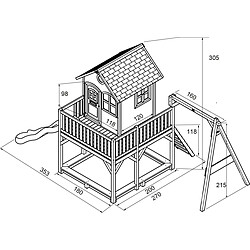 Axi Maison Liam avec Simple Balançoire Marron/vert - Toboggan Vert pas cher