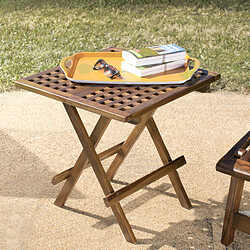 MACABANE Table pique nique de jardin HANNA carrée en bois teck huilé 