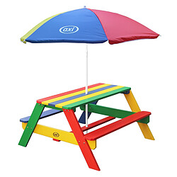 Axi Nick Table Picnic arc-en-ciel - avec Parasol arc-en-ciel