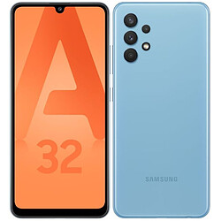 Samsung Galaxy A32 4G - 128 Go - Bleu Smartphone 6,4" FHD+ 90 Hz - MediaTek MT6769T - RAM 4Go - 4G+ - 5000 mAh - Quadruple capteur photo - Capteur principal 64MP - Reconnaissance faciale - Android 11