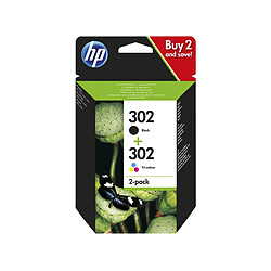 HP 302 pack de 2 cartouches d'encre noir/3 couleurs authentiques Pack de cartouches d'encre noire/trois couleurs (cyan/magenta/jaune) pour imprimantes HP