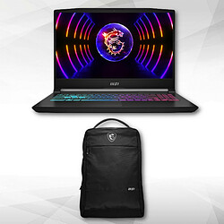 MSI Katana 15 B12VFK-245XFR + ESSENTIAL BACKPACK 16" 15.6" Full HD (1920 x 1080), 144 Hz, Dalle IPS – Nvidia GeForce RTX™ 4060 (105W) - Intel® Core™ i5 -12450H - 1 To SSD M.2 Gen 4.0 - 16 Go (2 x 8 Go) DDR5-4800 Mhz – Sans système d'exploitation + ESSENTIAL BACKPACK 16" - 1 Poches avant - Compartiment princ