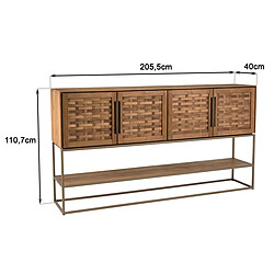 Acheter MACABANE Buffet en bois de teck recyclé 4 portes en tissage de bambou 