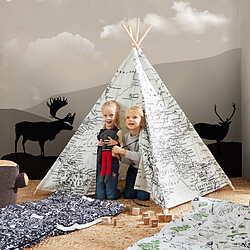 Sunny Tipi World Map Noir et Blanc