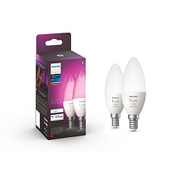 Philips Hue Pack de 2 ampoules connectées E14 - White & Color Ambiance