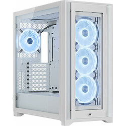 Corsair iCUE 5000X RGB QL Edition (Blanc) Boîtier Moyen Tour avec Panneau en Verre Trempé et Ventilateurs QL LED RGB