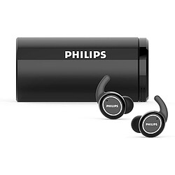 Philips Casque sans fil TAST702BK/00 Écouteurs Philips intra-auriculaires ST702BK/00 écouteurs True Wireless (Bluetooth, 18 heures d’autonomie, nettoyage UV autonome, étanche) noir, cble USB, station de chargement.