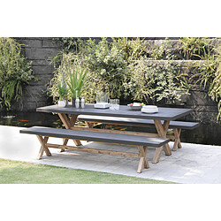 Avis MACABANE Ensemble Table de Jardin Table rectangulaire en fibre de Ciment et Acacia + 2 bancs