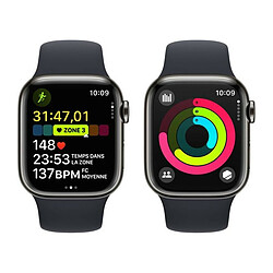 Apple Watch Series 9 GPS + Cellular, boîtier en acier inoxydable graphite de 41 mm, bracelet sport minuit M/L pas cher