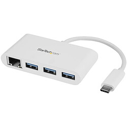 StarTech.com Hub USB 3.0 à 3 ports avec Gigabit Ethernet - USB-C vers 3x USB-A - Blanc StarTech.com Hub USB 3.0 à 3 ports avec Gigabit Ethernet - USB-C vers 3x USB-A - Blanc