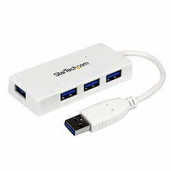 StarTech.com Hub USB 3.0 à 4 ports avec câble intégré - Blanc Hub USB 3.0 à 4 ports avec câble intégré - Blanc - 109 g -