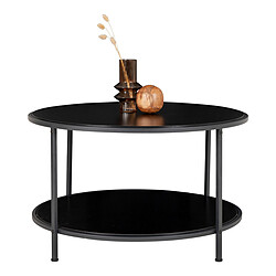 Avis House Nordic Table Basse Ronde VITA Avec Structure Noire Et Plateaux Noirs Ø80x45 Cm