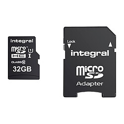 Integral Micro SDHC - 32 Go - Avec adaptateur Carte mémoire SDHC - CL10 UHS1 - INMSDH32G10-90SPTAB