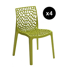 3S. x Home Lot De 4 Chaises Design Vert Anis GRUYER Opaque