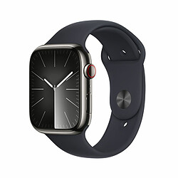 Apple Watch Series 9 GPS + Cellular, boîtier en acier inoxydable graphite de 45 mm, bracelet sport minuit S/M