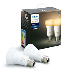 Philips Pack de 2 ampoules connectées 9.5W E27 - White Ambiance Pack 2 ampoules connectées E27 - 9W (60W) - White ambiance - Dimmable - Compatible Amazon Alexa et Google Assistant