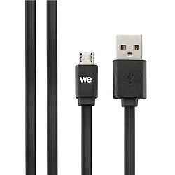 WE Câble Micro USB Plat 2m réversible - Connecteur Ultra Résistant - Charge Rapide pour Samsung Huawei Nexus Sony - Noir