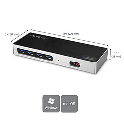 Avis StarTech.com Station d'accueil PC double affichage 4K - Double HDMI, double DP, ou HDMI et DP 60 Hz - USB-C/USB 3.0