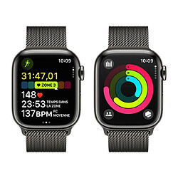 Apple Watch Series 9 GPS + Cellular, boîtier en acier inoxydable graphite de 41 mm avec bracelet Milanais graphite pas cher