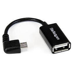 StarTech.com Câble adaptateur Micro USB à angle droit vers USB Host OTG de 12cm  StarTech.com Câble adaptateur Micro USB à angle droit vers USB Host OTG de 12cm - Mâle / Femelle