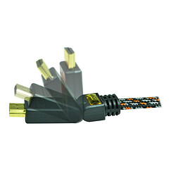 Heden Câble HDMI 1.4 - 5M - plat tissé - plaqué OR