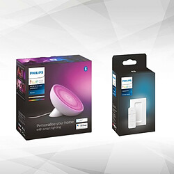 Philips Hue Lampe à poser connectée Hue Bloom Gen4 - Blanc + Télécommande nomade Hue Dim Switch - Variateur de lumière Lampe à poser Bloom - LED intégrée - Variation des couleurs - Intensité réglable + Interrupteur connecté - Télécommande variateur - Nécessite pont de connexion Hue Bridge*