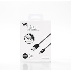 WE Câble USB/Micro USB Nylon Tressé 1m, Micro USB Chargeur Rapide Ultra Résistant - Noir / Blanc