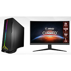 MSI MAG META S 3SI-018EU + 24" LED Optix G24C6 Nvidia GTX 1660 Super Aero ITX - AMD Ryzen 5 3600 - RAM 8Go - SSD 512Go - Windows 10 Home + Ecran PC Gamer - 1ms - 144 Hz - Dalle VA - Full HD 1920*1080 - HDMI/DisplayPort